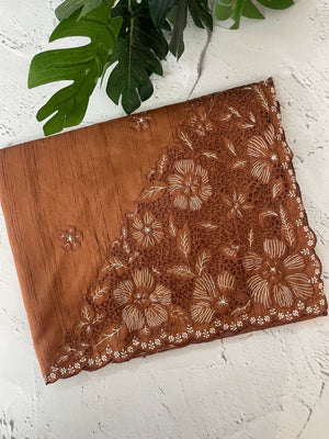 Cutwork Semi tussar saree MTSS680 DustyOrange