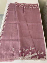 Silky kota saree with embriodery borders MS16372 OnionPink