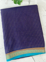 Crepe chiffon saree with small checks zari weaving  MS81890