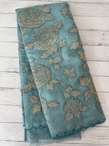 Premium Organza saree with tissue appliqué work - MMG311 DustyBlue