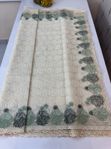Cutwork Phulkari NetKota Embroidery saree - OffWhite