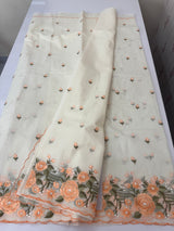Mul chanderi embriodery saree with scalloped borders MSH176