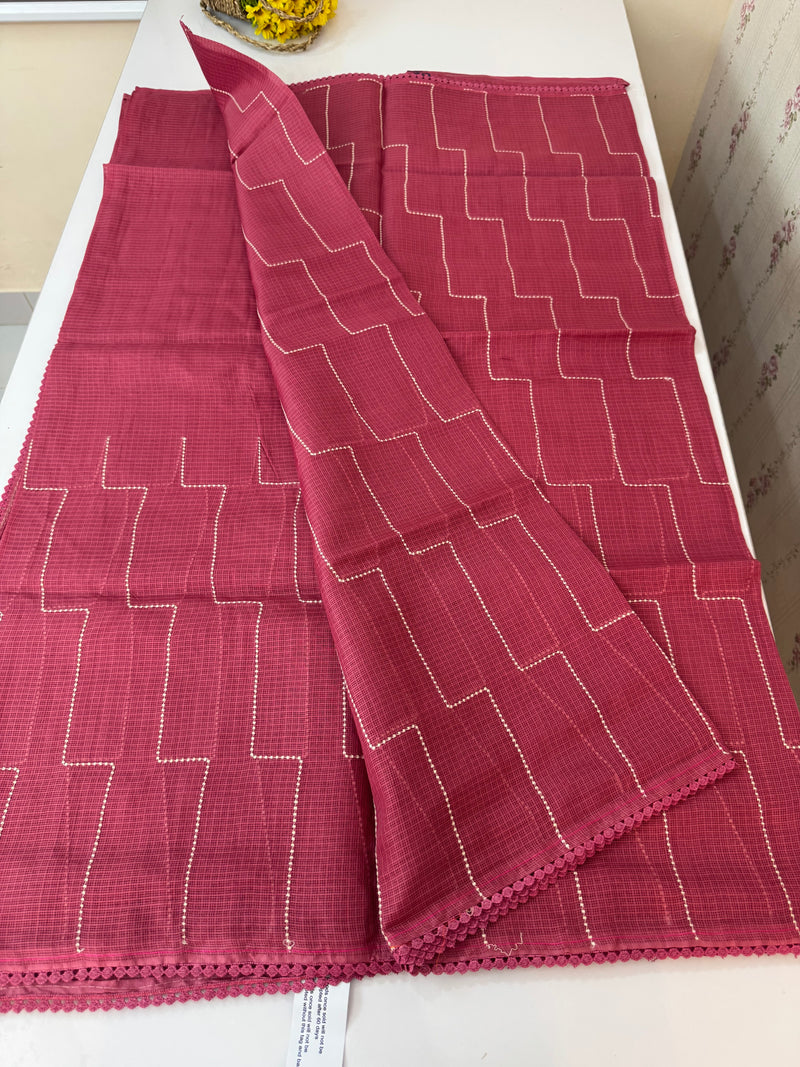 Soft kota silk saree with embriodery MS14809- Pink