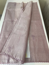 Tissue Silk applique work saree MSH120 Lilac