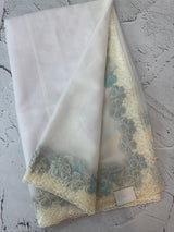 Soft organza saree with turkish applique borders- MCW735 White