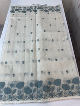 Tissue silk saree with zari checks and applique work  MSH105- Offwhite to Grey