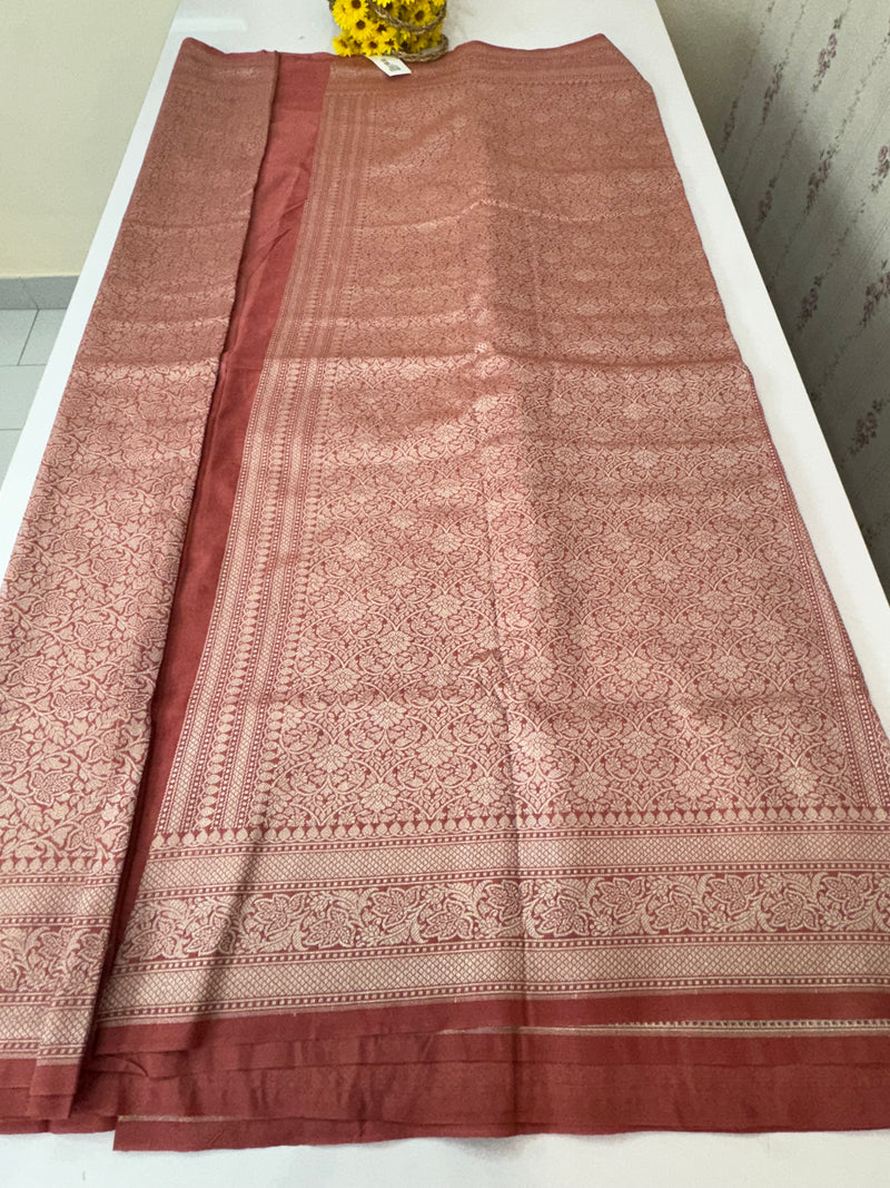 Banarasi semi katan saree in silver zari SHSNRIC