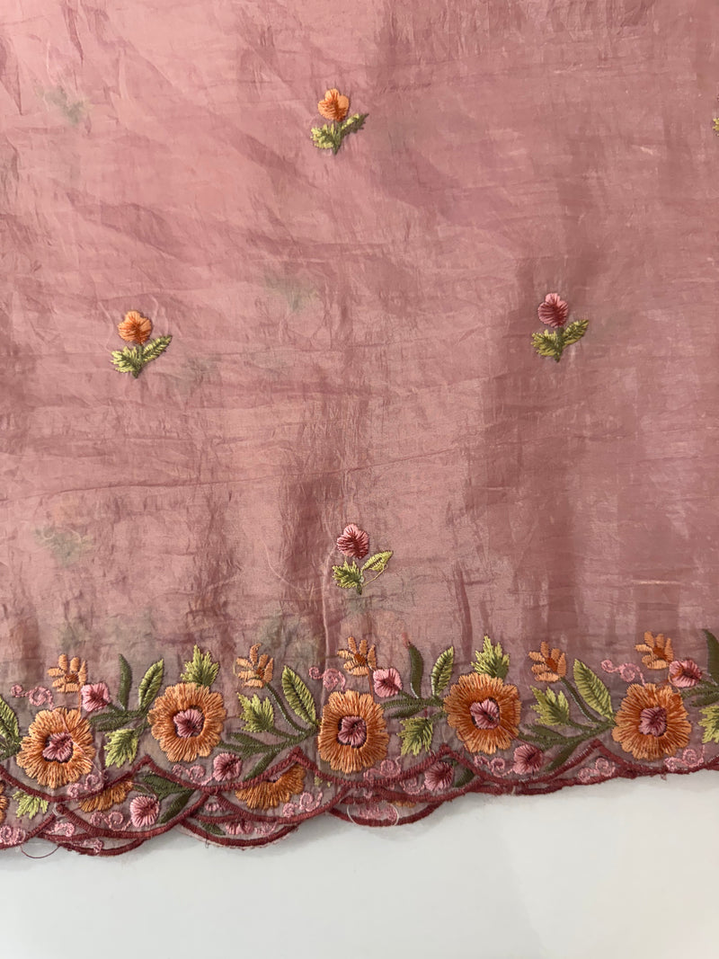 Crush Organza embroidery saree MS14567 OnionPink