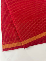 Mangalagiri Silk Cotton Saree with zari checks MS90321 Red