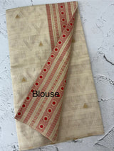 Semi chanderi tussar saree with brocade pallu and blouse MKT891 - Red