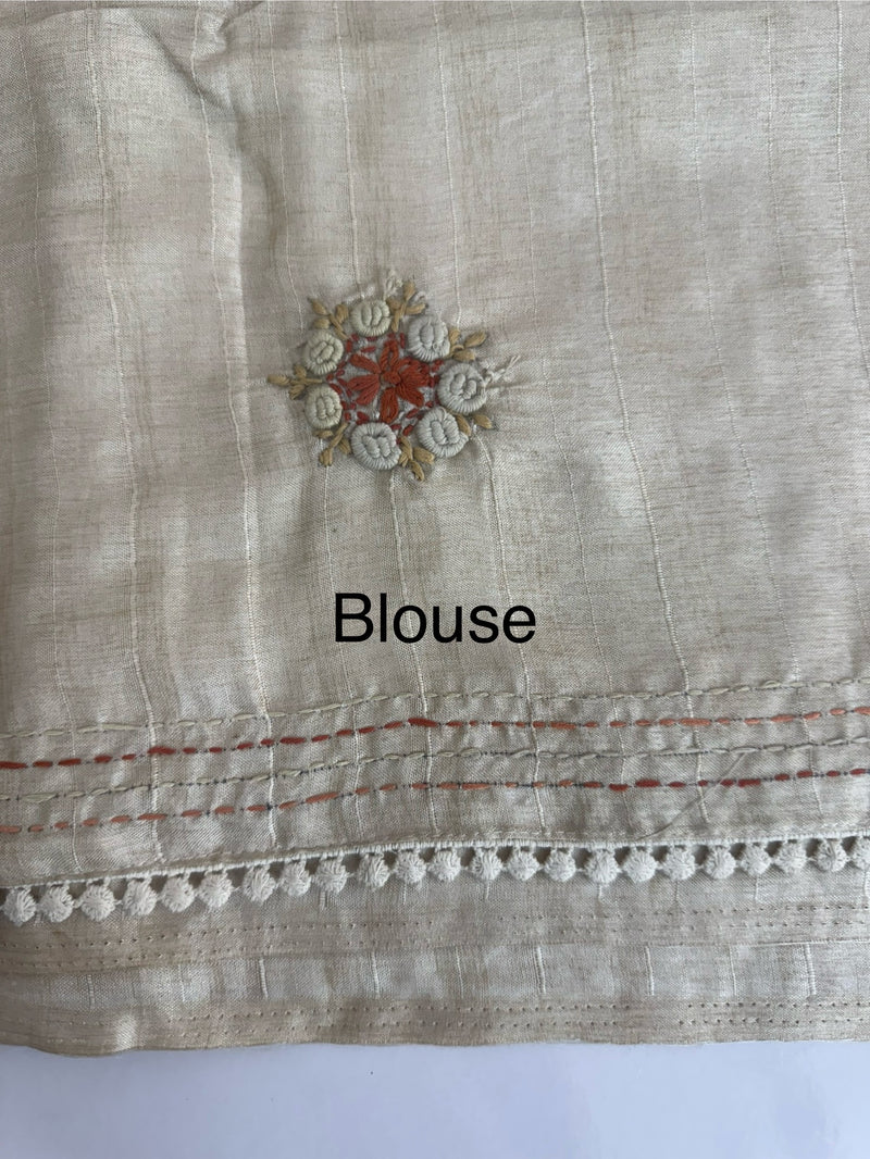 Kanta Handstitched Blended tussar silk saree MS90543