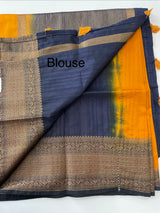 Soft silk sarees with contrast pallu & blouse MJL890