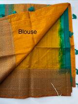 Soft silk sarees with contrast pallu & blouse MJL890