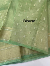 Tissue silk saree with border MS9453 PastelGreen