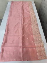 Tussar finish soft silk saree jugwith white thread embroidery MTS567 PastelPeachPink