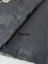 Malai chanderi saree with applique work MSM6201 Black