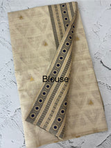 Semi chanderi tussar saree with brocade pallu and blouse MKT891 - DarkBlue