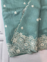 Kosa Tussar silk saree with cutwork borders - SSKW155