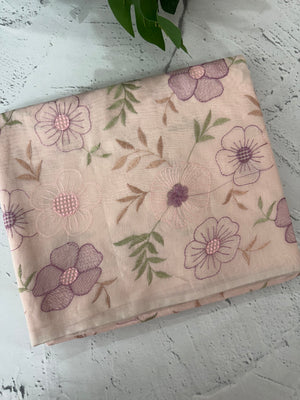 Mul chanderi saree with embroidery - MS14899 PalePeach