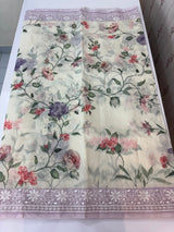 Chanderi digital printed saree with chikankari embriodery MSH171