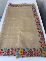 Crush Organza saree with embroidery borders MBS675