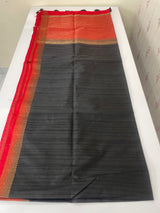 Soft silk sarees with contrast pallu & blouse MJL890Black and Red