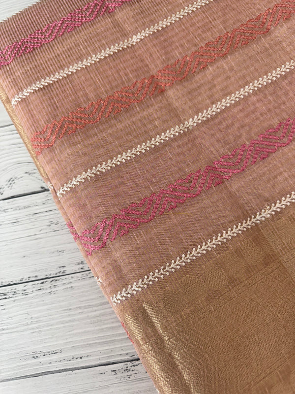 Tissue silk saree MTTS78 - PeachPink