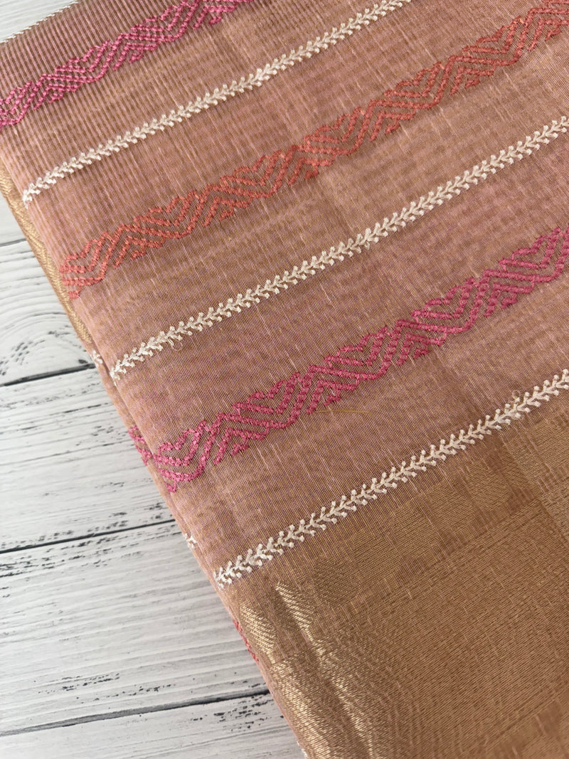 Tissue silk saree MTTS78 - PeachPink