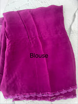Chiffon georgette saree with corchet work - MS7633 Magenta