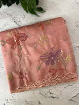 Crush Organza saree with embroidery work MBS699 PeachPink
