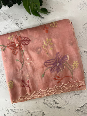 Crush Organza saree with embroidery work MBS699 PeachPink