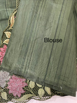 Cutwork Semi tussar saree with cross stitch embroidery MTSS855