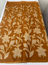 Semi organza saree with appliqué work - MSH906- RustOrange