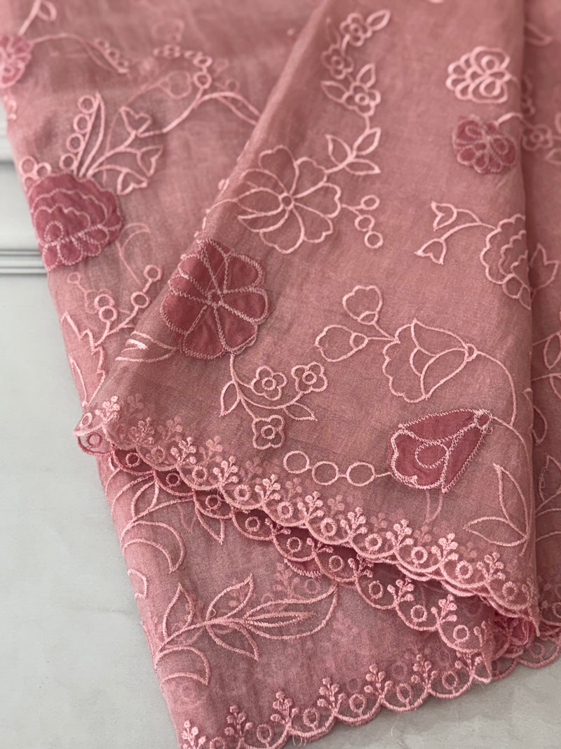 Tissue Organza Applique work saree MS14053- PeachPink