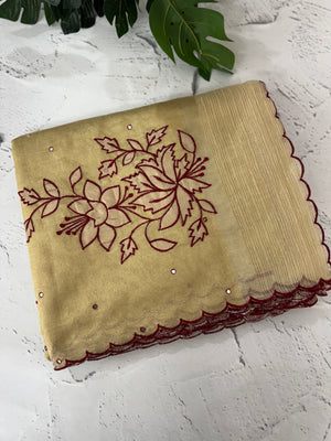 Copper Tissue silk saree with applique work MSH252