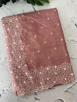 Semi tussar saree with embroidery MST121 PeachPink