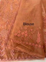 Soft organza saree with applique and thread work - MSH956 (2) Peach