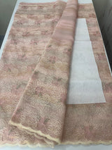 Premium Crush Organza saree with thread work- MCW863 PeachPink
