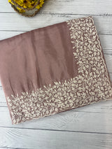 Crush Organza embroidery saree MS9739- Dusky NudePink