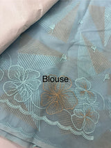 Semi organza saree with thread work - MSH931 DustyBlue