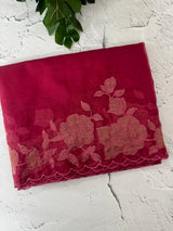 Soft organza saree with applique work - MCW543 Dark Pink