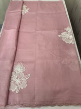 Crush Organza saree with applique work MBS677