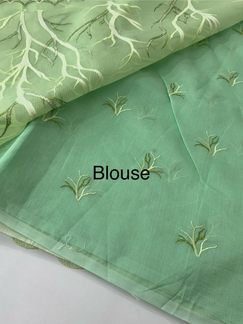 Kota silk embroidery saree  MSH125- Pista Green