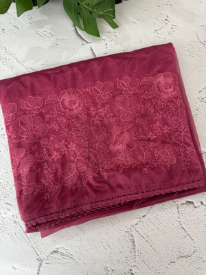 Glass tissue organza saree with embroidery MSF121 (2) DarkPink