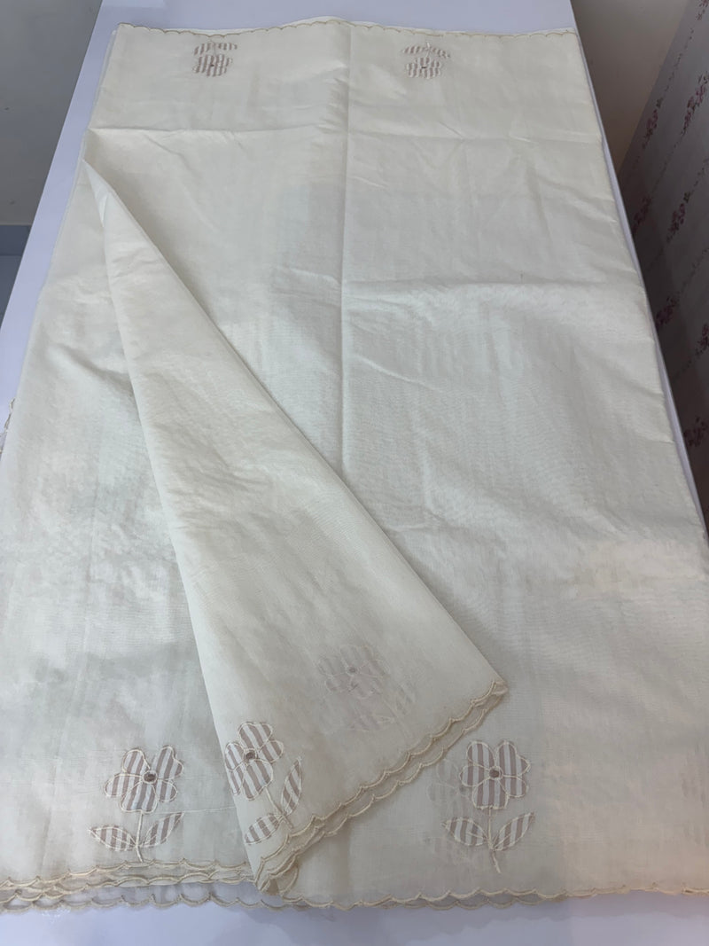 Mul chanderi applique work saree  MSH931 - Offwhite to Palemauve