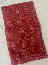 Soft Crush organza saree with embroidery and cutdana work - MOS5782