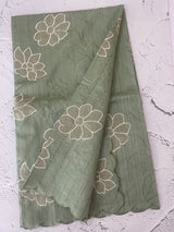 Blended tussar saree with applique work MTSS459