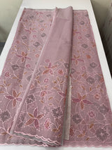 Moonga checks saree with prints and embroidery MSH154- DuskyOnion