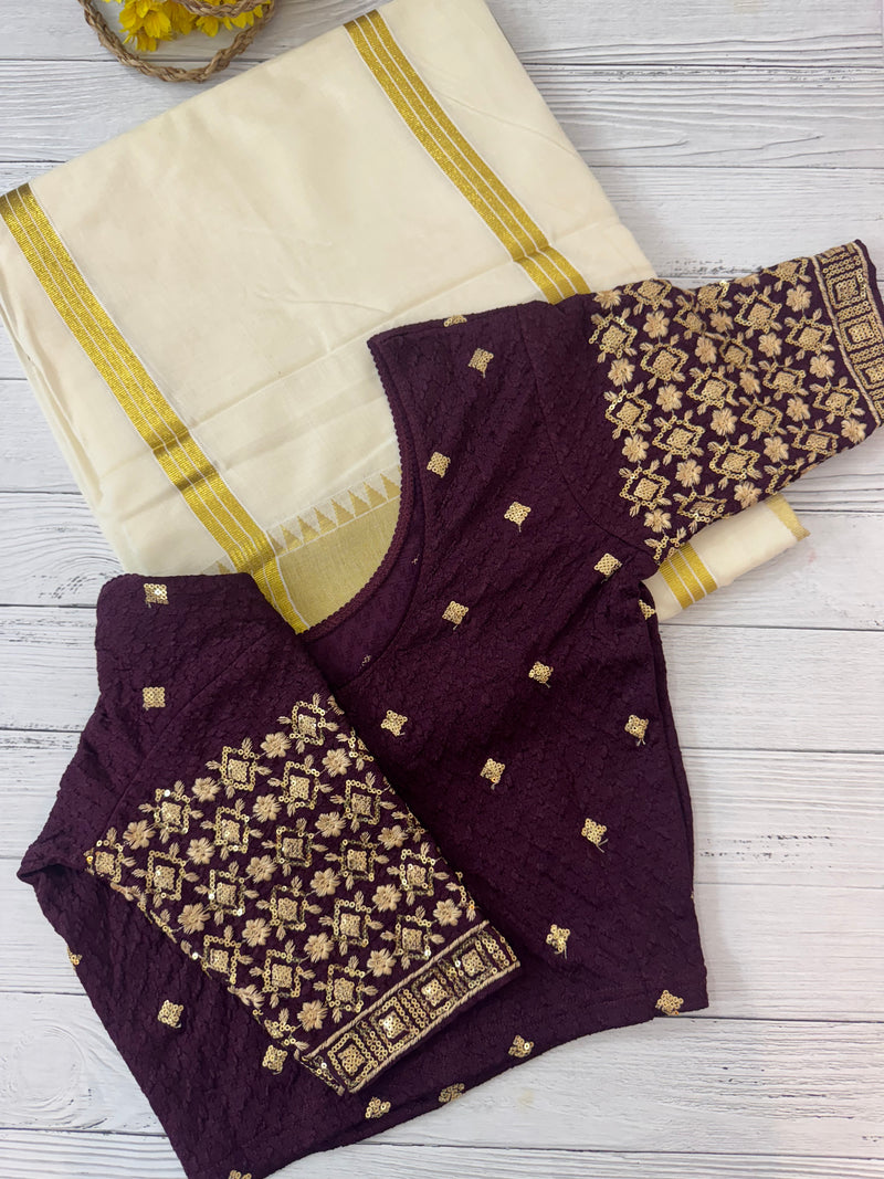 Stretchable Readymade blouse with sequence work- MSBL