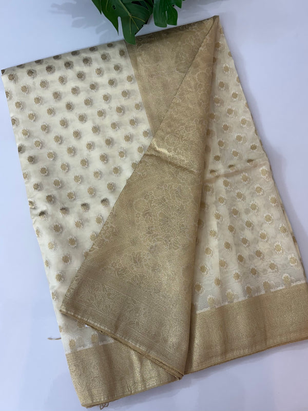 Organza banaras soft silk saree with zari buttas MS8144